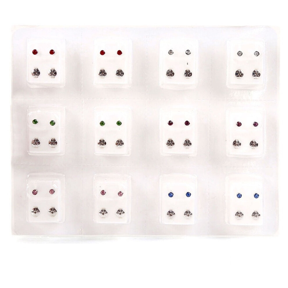 12Pairs Metal Ear Studs Earrings for Piercing Machine Ear Piercing Tool Kit Alloy Multi-color