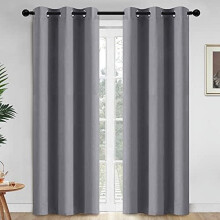 Grey Blackout Curtains 52x84 in, Grommet Top, 2 Panels