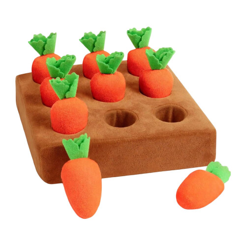 Hondenspeeltje: wortelpuzzel en snuffelmat