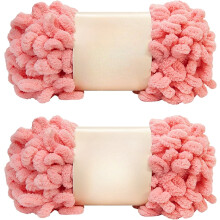 100% Polyester Chenille Puffy Yarn, 2pcs/200g Loopy DIY Knitting Yarn for Hand Weaving & Finger Knitting – Soft & Light