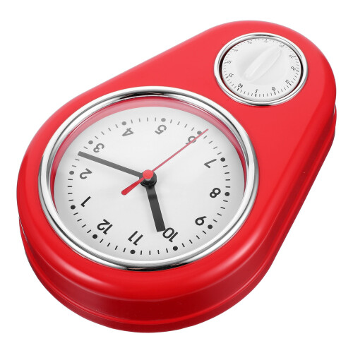 Red Plastic Kitchen Timer with Wall-Mount Design