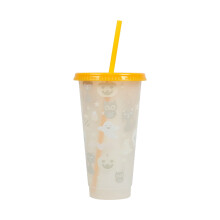 MOQIN Halloween Color-Changing 24oz Cups with Lids & Straws – Reusable Plastic Cups for Cold Coffee, Smoothies, Parties (Compatible with standard