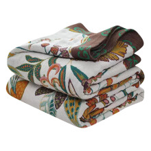 Premium Bohemian Throw Blanket, 100% Cotton with Fringes, Double-Sided Muslin, Thick Boho Cuddly Blanket