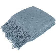 Light Grey Herringbone Throw Blanket 50 x 60 in