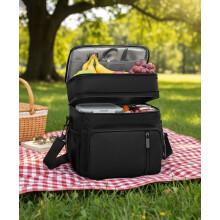 Borsa termica espandibile per il pranzo, 16 litri, nera.