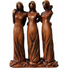 Three Sisters Wooden Sculpture Brown 13.5 x 9.5 cm