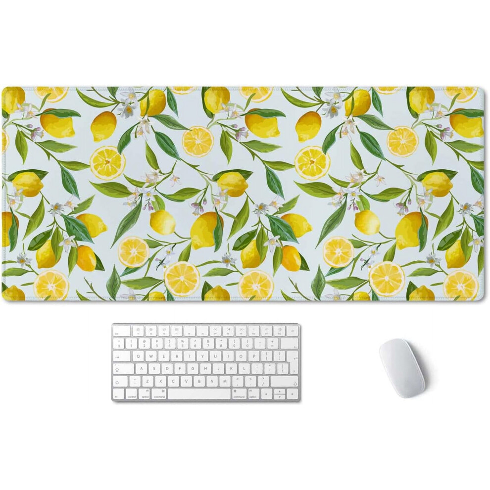 Xxl Gaming Mouse Pad 35.5X15.7", Non-Slip Base, Stitched Edge, Lemon Fruit Tree Leaf Design Â Compatible With All Mice 9402001011275