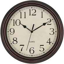 14 Inch Wall Clock Battery Operated Silent Non-Ticking Round Classic Vintage Retro Wall Clock Decorative for Living Room Kitchen Home Office (Bronze)