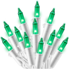 Kerstverlichting voor binnen, 100 groene minilampjes, 6,5 meter, witte draad, geschikt voor binnendecoratie, studentenkamers, slaapkamers, bruiloften