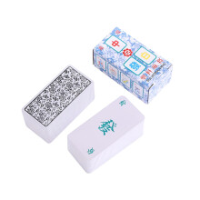 Chinese Mahjong Blue and White Porcelain Traditional Mahjong for Party Playing Supplies