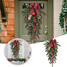 21.6 in Pine Swag with Red Berries and Bow