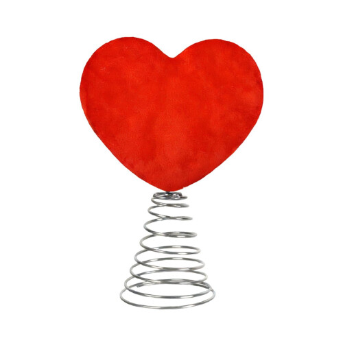 Velvet Heart Tree Topper 8 Inch Red
