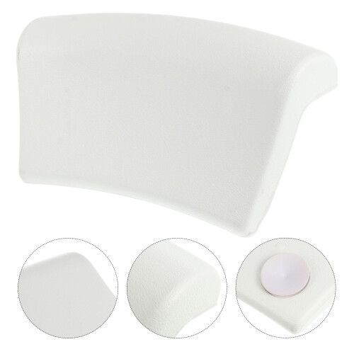 Almofada de Banho com Design Ergonômico Branca em PU (Pacote com 1) 11,6 x 5,7 polegadas