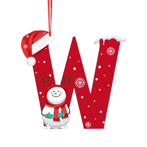 Personalised Snowman Alphabet Ornament with Red Hat