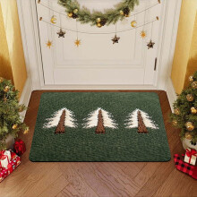 Felpudo navideño festivo - Felpudo rojo con árbol de Navidad para todo tipo de clima, ideal para entradas exteriores, alfombra navideña duradera