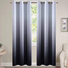 Ombre Blackout Curtains Grey-White/Black Thermal Polyester