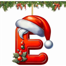 26-Piece A-Z Christmas Letter Ornaments, Red Santa Hat