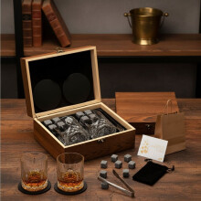 Whisky-Steine und Gläser Geschenkset aus Naturgranit, 8-teilig