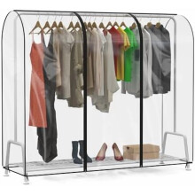 Clear Garment Rack Cover72x20x60in with2Zippers
