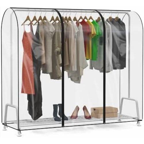 Capa transparente para cabideiro de roupas, 72x20x60 polegadas, com 2 zíperes.