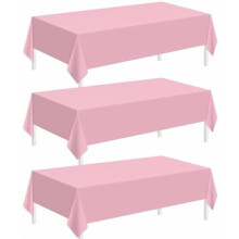 3 Pack Pink Plastic Christmas Tablecloths 54 x 108 in