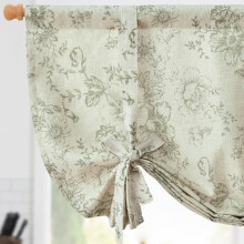 Linen Floral Valance Curtain 42"W x 45"L