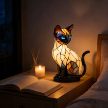 1 stk. USB3D killinge-natlampe – Farverig kattelampe, lavspændingsharpiks, til brug ved sengebordet/skrivebordet, sjov gave til katteelskere og