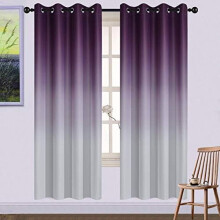 Cortinas opacas Ombre 52x84 pulgadas Blanco grisáceo Morado