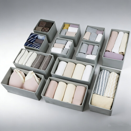 12-Piece Foldable Fabric Drawer Organisers