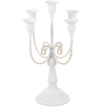 White Iron 5-Arm Candelabrum Candle Holder