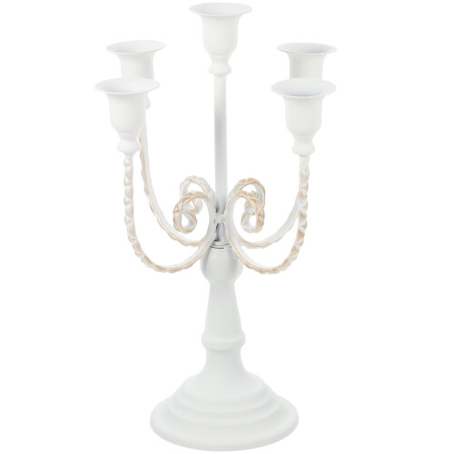 White Iron 5-Arm Candelabrum Candle Holder
