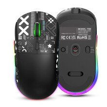 Mouse T90 2.4G Wireless Mechanical Mouse RGB Gaming Mouse Ergonomic Design 10 Million Keystroke 3600 Speeds 6 RGB Light Modes