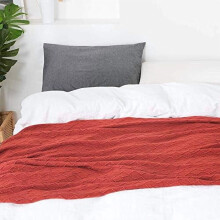 Rust Throw Blanket 50x60 Inches Throw Textured Solid Soft Sofa Throw Couch Knitted Decorative Blanket