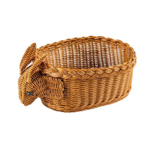 Rattan Rabbit Bread Basket for Serving & Storage – Brown, 11.8" x 9.3" x 5.9"