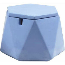 Concrete Ashtray with Lid – Hexagonal, Stainless Steel