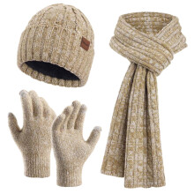 2024 Winter Men's and Women's Matching Style Knitted Hat Thick Warm Scarf and Glove Set for Cold Weather