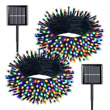 Kerstverlichting op zonne-energie, 200 LED's, 22 meter, meerkleurig, 8 standen