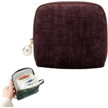 Purple Velvet Jewelry Organizer Bag with Zipper