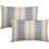Fodere per cuscini in lino blu e giallo, 30x50 cm, set da 2 1
