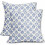 Kussensloop met blauw-groene blokprint, 18x18 inch, polyester 1