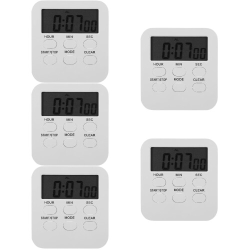 Digital Kitchen Timer White Plastic 1-Pack