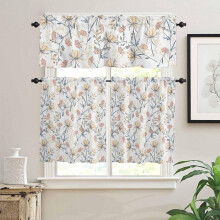 3-Piece Floral Kitchen Curtain Set with Valance