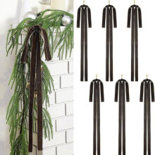 Velvet Christmas Swag Bow 23.5x15.5", Rustic Gray Staircase/Wreath/Garland Bow, Vintage Tree Topper – Compatible with Outdoor Use