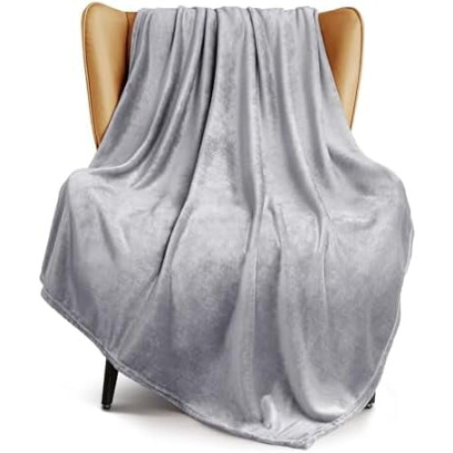 Fleece Throw Blanket 50x60 in Light Grey