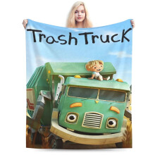 Couverture à motif camion poubelle – Flanelle polaire ultra douce, couverture peluche confortable pour enfants et adultes, compatible avec