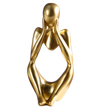 The Thinker Statue Resin Gold 5"