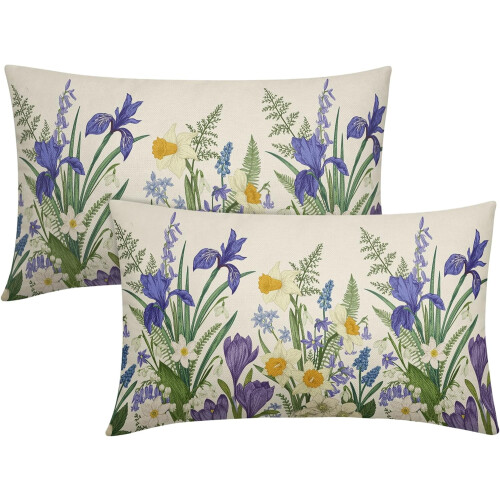Fețe de pernă vintage botanice 50x50cm Set de 2