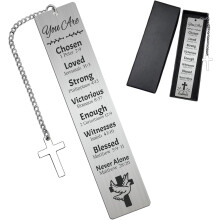 Stainless Steel Inspirational Bookmark with Charm & Gift Box
