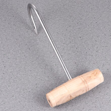 Gancho para asar cerdo de acero inoxidable con mango corto (gancho en T con mango de madera de 20 cm de longitud) 2 unidades/paquete