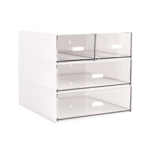 Organisateur de maquillage et de bijoux Ă 4 tiroirs, blanc